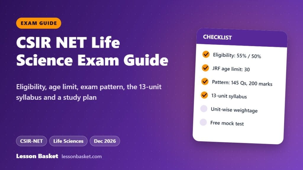 CSIR NET Life Science exam guide: eligibility, age limit, exam pattern, 13-unit syllabus and study plan