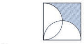 Square of side 2 with two semicircles and a shaded region