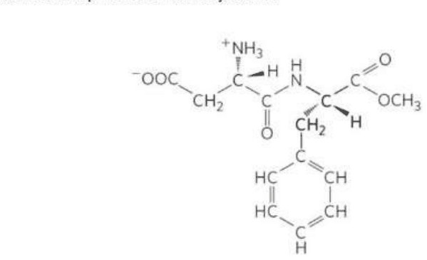 Structure of a dipeptide methyl ester of aspartic acid and phenylalanine with wedge bonds