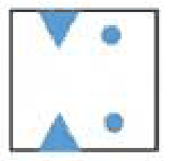 Folded square paper with triangles and circles cut, and four unfolded patterns A to D