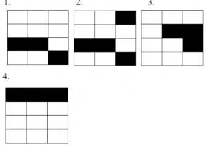 Digital numbers of 12 pixels in two bands and four candidate vegetation patterns