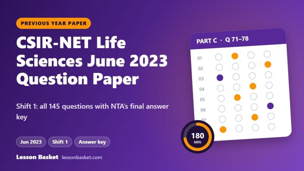 CSIR-NET Life Sciences June 2023 Shift 1 question paper with answer key: all 145 questions