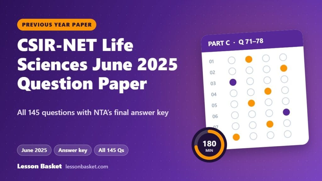CSIR-NET Life Sciences June 2025 question paper with answer key: all 145 questions