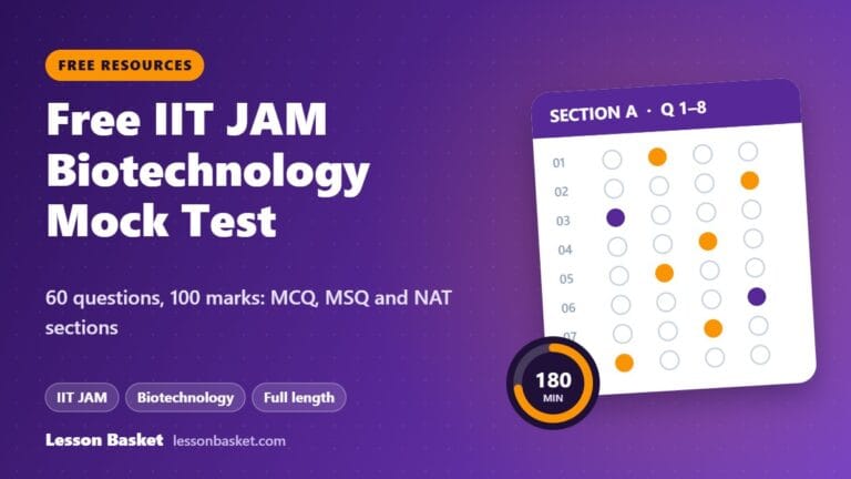 Free IIT JAM Biotechnology Mock Test (Full Length, 60 Questions)