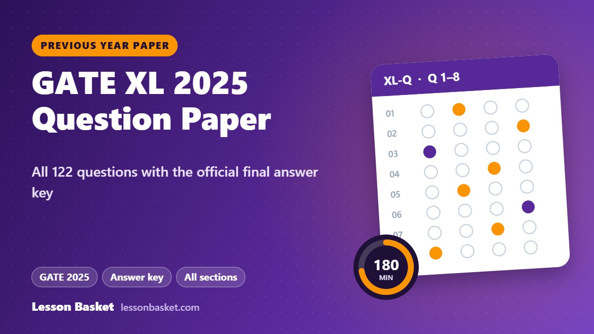GATE XL 2025 question paper with answer key: all 122 questions