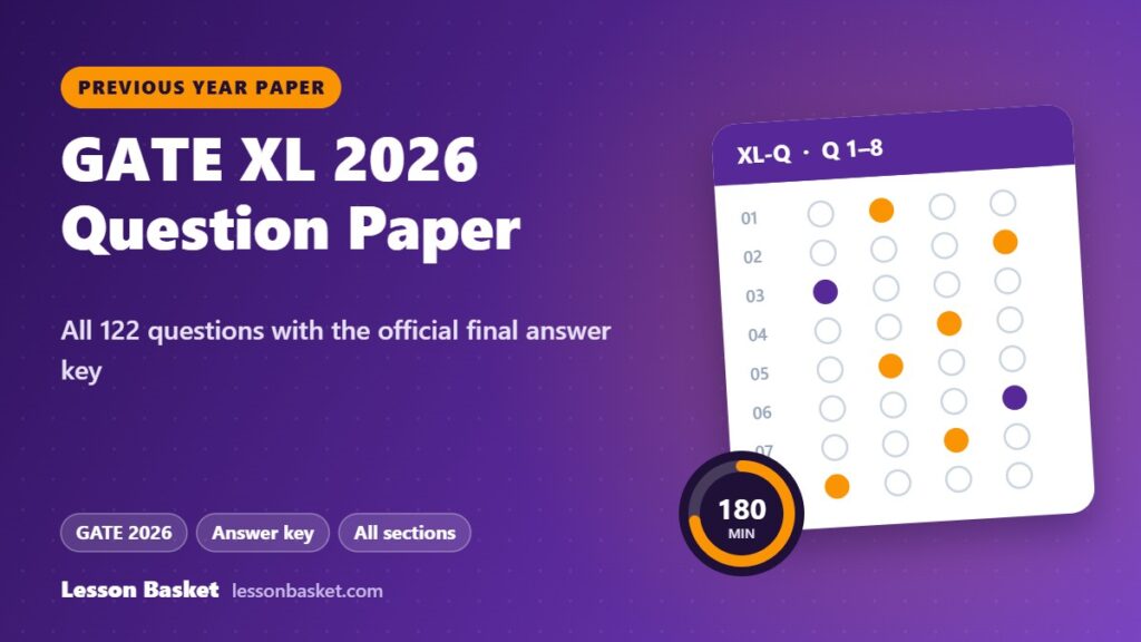 GATE XL 2026 question paper with answer key: all 122 questions