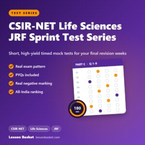 CSIR-NET Life Sciences JRF Sprint test series: short timed mock tests with PYQs, negative marking and All-India ranking