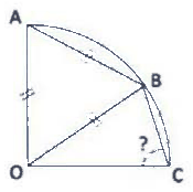Quarter circle with radii OA, OB and OC and chord AB