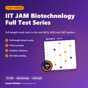 IIT JAM Biotechnology full test series: full-length MCQ, MSQ and NAT mock tests with solutions and All-India ranking